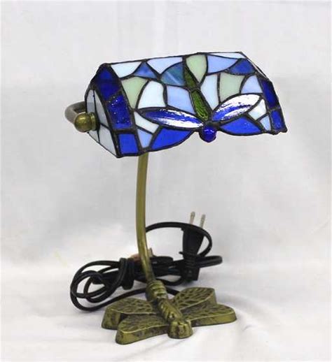 Dragonfly Stained Glass Brass Lamp