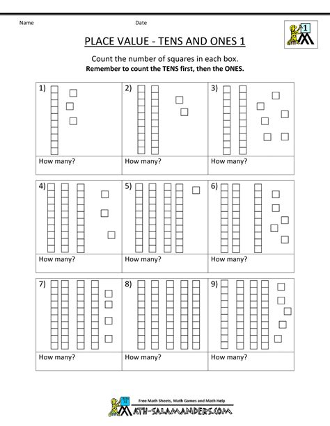 Tens and ones in place value and rounding section. Math Place Value Worksheets 2 Digit numbers | First grade ...