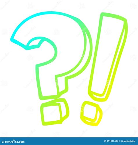 a creative cold gradient line drawing cartoon question mark and exclamation mark stock vector