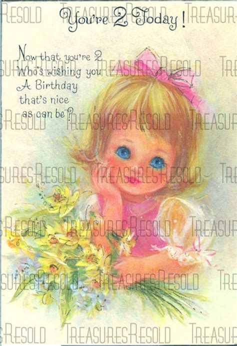 Happy Birthday 2 Year Old Blue Eyed Girl Card 58 Digital Etsy