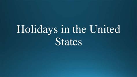 Holidays In The United States
