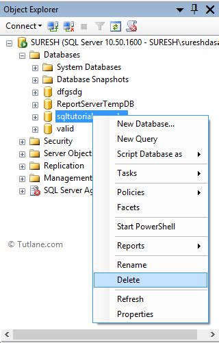 Delete Database In SQL Server Tutlane