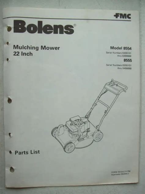 ORIGINAL BOLENS 22 Mulching Mower Model 8554 8555 Parts List 7 99