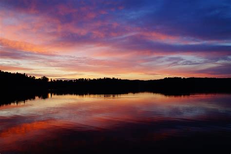 Beautiful Sunset Landscape On River Public Domain Free