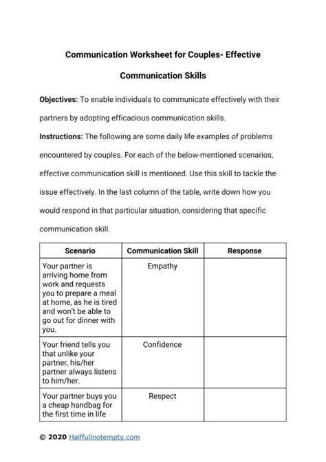 Effective Communication Skills Worksheets