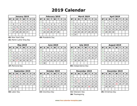 Free year planner barca fontanacountryinn com. Printable Yearly Calendar 2019 | Free-calendar-template.com