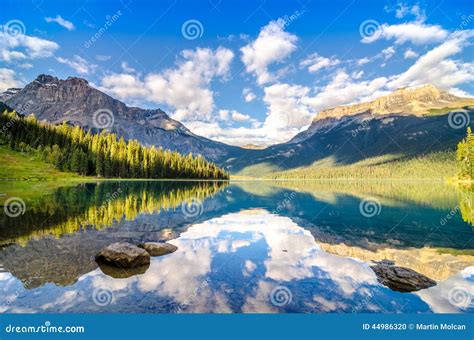 Mountain Range And Water Reflection Emerald Lake Rocky Mountains