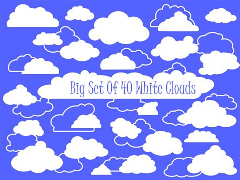 White Fluffy Clouds Vector Clipart By Rabbit And Pencil
