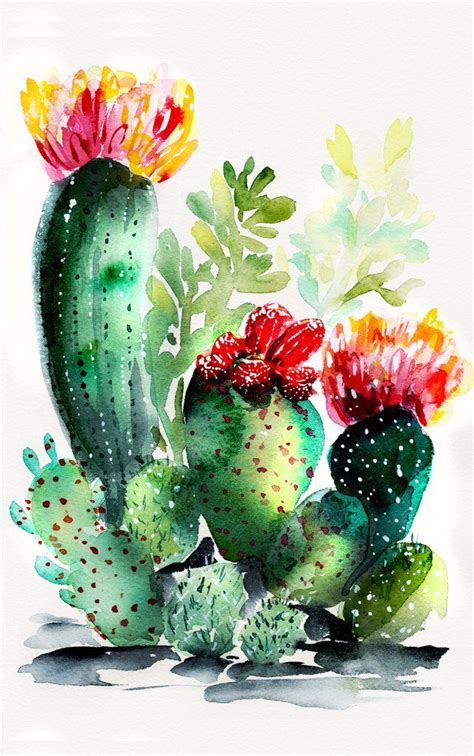 Free for commercial use no attribution required high quality images. Watercolor Cacti 3 - Cactus Collection (With images ...