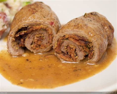 Top with onions and a dill pickle. German Beef Roulade Recipe | RecipeLand.com