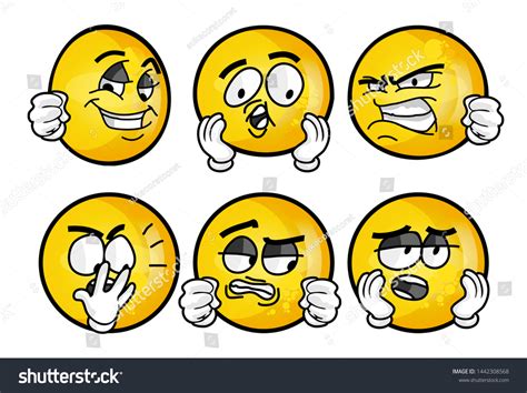 Set Emojis Various Face Expression Vector Stock Vector Royalty Free