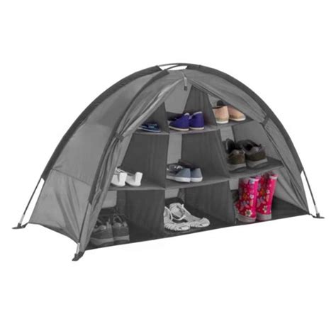 Camping Shoes Storage Organizer Tent 9 Shelf Collapsible Rv Clothes