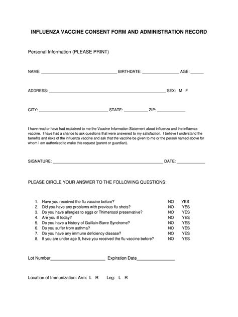 Flu Shot Form Fill Out And Sign Online Dochub