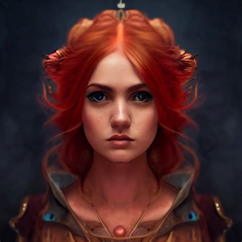 Fantasy Artificer 3 Female Human Red Hair Brown Midjourney Openart