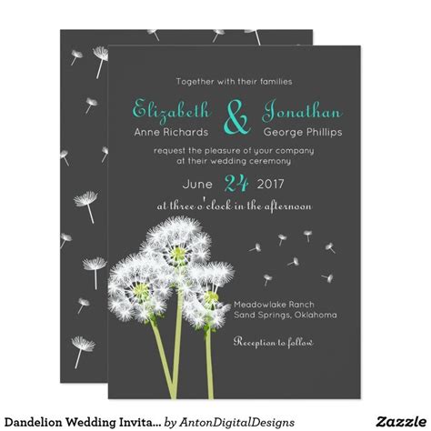 Dandelion Wedding Invitation Wedding Invitations Garden Wedding
