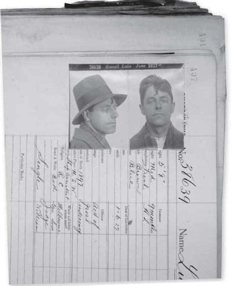 Police Mug Shot Of Russell Luke Convicted On 1 June 1927 Of Committing