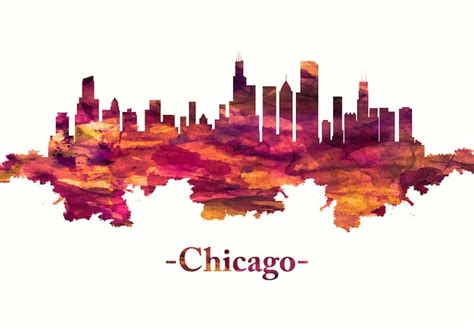 Premium Photo Chicago Illinois Skyline In Red