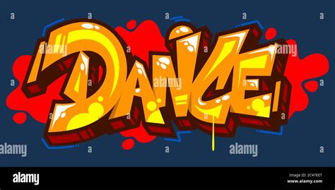 Abstract Word Dance Graffiti Style Font Lettering Vector Illustration