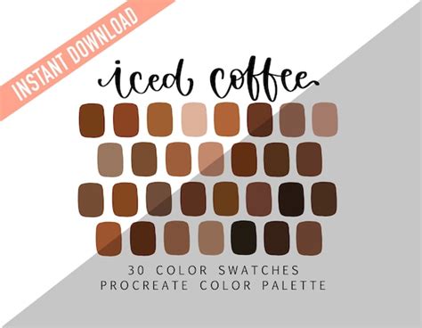 Procreate Iced Coffee Color Palette 30 Color Swatches Etsy