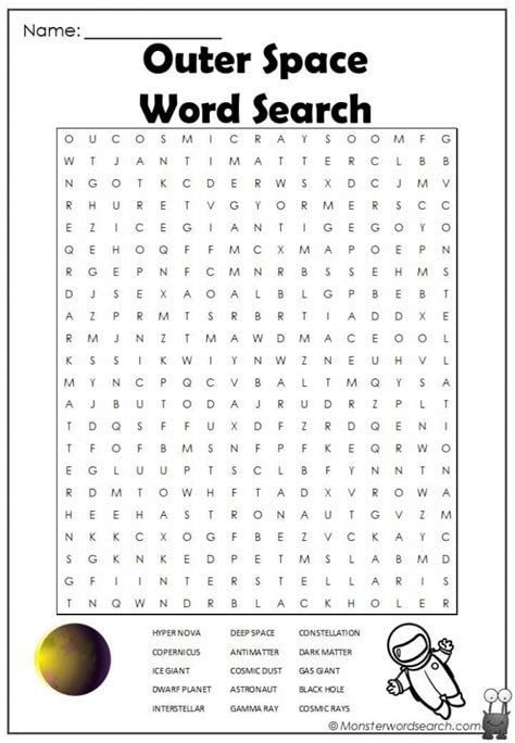 Outer Space Word Search Worksheets 99worksheets