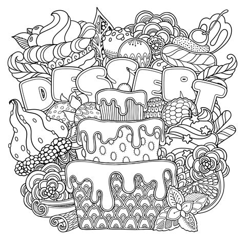Mix Of Desserts Cupcakes Adult Coloring Pages