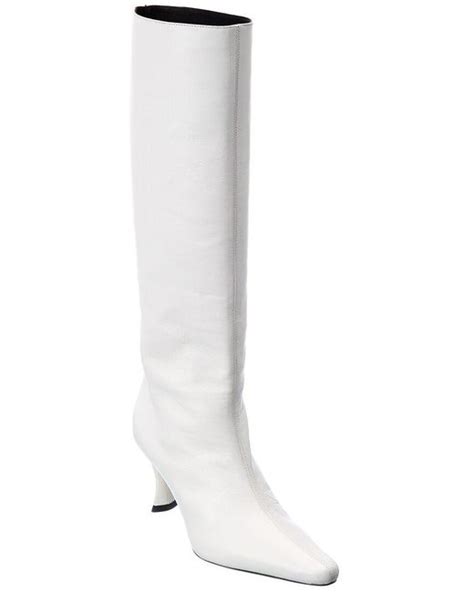 By Far Stevie Leather Knee High Boot In White Lyst