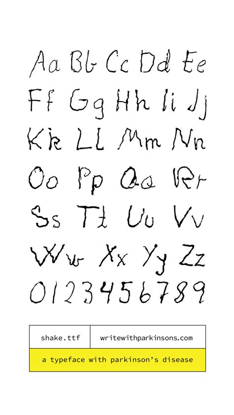 Small handwriting is an early sign of pd. Shake - The Typeface with Parkinson's in 2020 (With images) | Parkinsons disease, Parkinsons ...