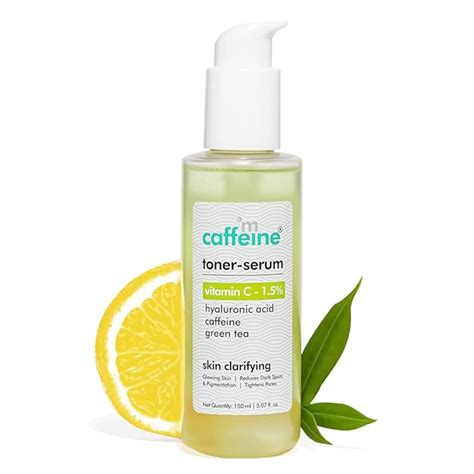 MCaffeine Vitamin C In Toner Serum With Green Tea For Glowing Skin Reduces Dark Spots