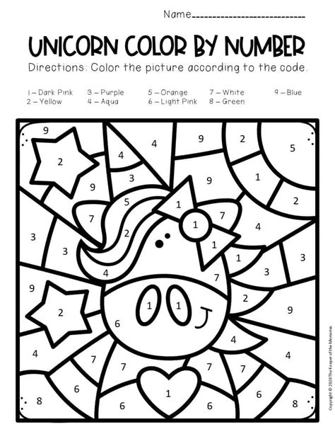 Free Color By Number Unicorn Printables The Keeper Of The Memories