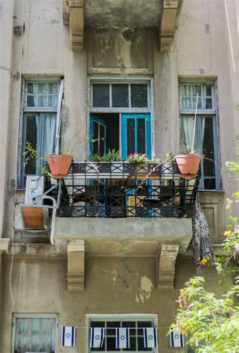 Tel Aviv Israel May 10 2017 Vintage Balcony And Windows Of Old