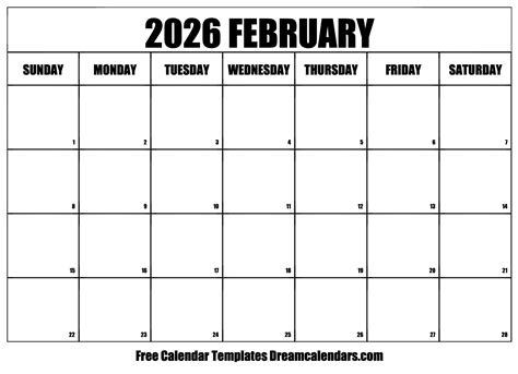 February 2026 Calendar Free Blank Printable With Holidays