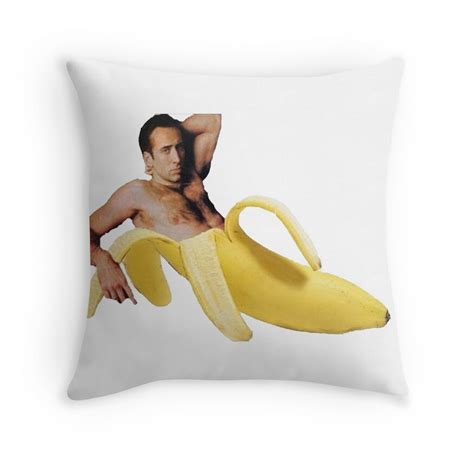 Nicholas Cage Sexy Banana Pose Throw Pillows By Charlielowlowe