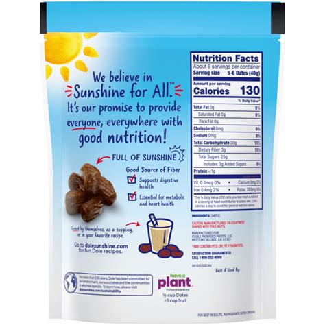 Dole Dried Pitted Whole California Dates For Cooking And Snacking