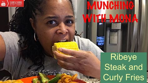 Munching With Mona Ribeye Steak With Curly Fries Youtube