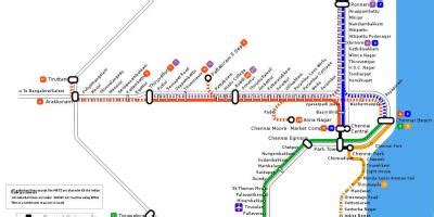 Chennai Voorstedelike Trein Kaart Chennai Voorstedelike Spoorweg