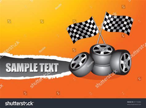 Racing Checker Flags Tires On Ripped Stock Vector Royalty Free