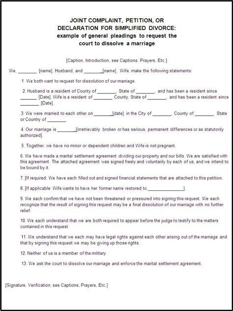 Printable Divorce Agreement Templates Word Ded