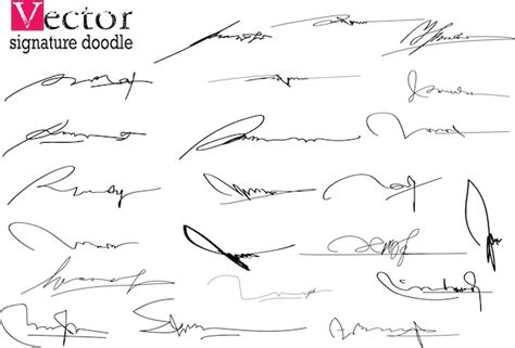 Rabisco De Assinatura Assinatura Escrita à Mão Exemplos Diferentes De