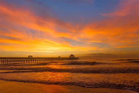 Folly Beach Pier Sunrise Fine Art Photo Print For Sale Photos By