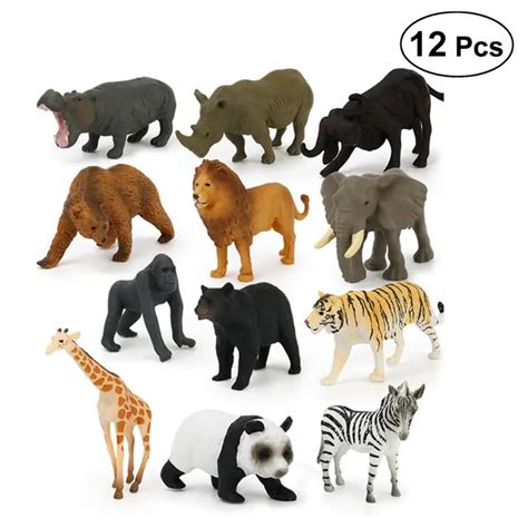 12pcs Wild Animal Toy Set Educational Similation Plastic Wild Animal