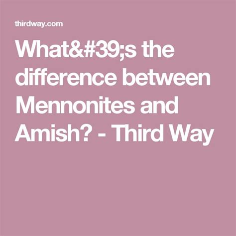 What S The Difference Between Mennonites And Amish Third Way Amish
