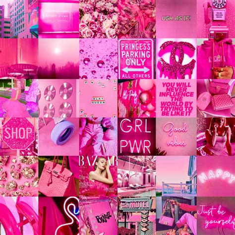 Wall Collage Kit 90 Hot Deep Pink Aesthetic Vsco Wall Decor Etsy