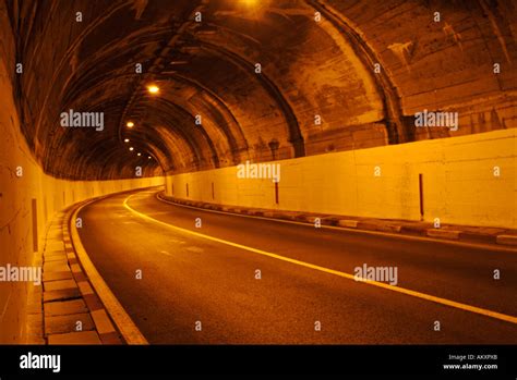 Road Tunnel Under A Mountain Stock Photo Alamy