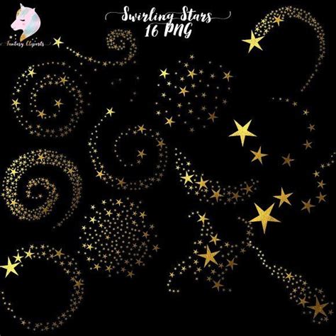 Gold Foil Swirling Stars Clipart By Fantasy Cliparts On Creativemarket