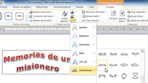 Microsoft Word 2010 Crear Efectos De Texto