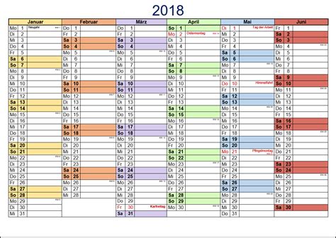 Kostenlose Kalendervorlagen 2018 Office