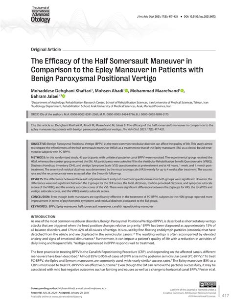 Pdf The Efficacy Of The Half Somersault Maneuver In Comparison To The