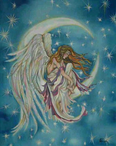 Sitting On The Moon Angel Illustration Angel Pictures Angel