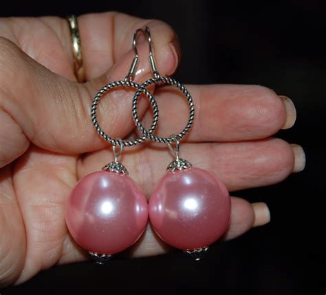 Pink Pearl Earrings Large Pink Earrings Boho Chic Dangle Etsy Big