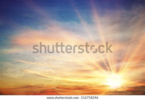 Sunset Sunrise Clouds Light Rays Other Stock Illustration 116758246